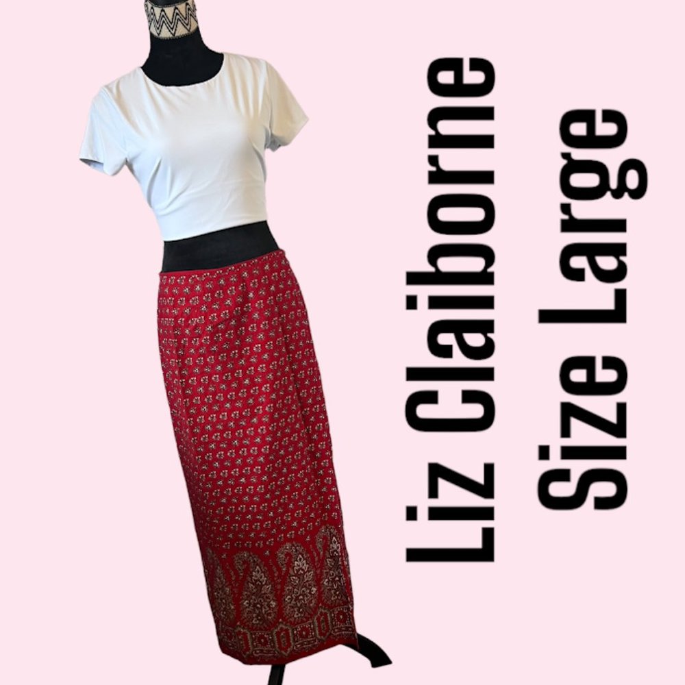 Liz Claiborne LIZSPORT Women's CHIC BOHO WRAP around skirt with buttons size 14